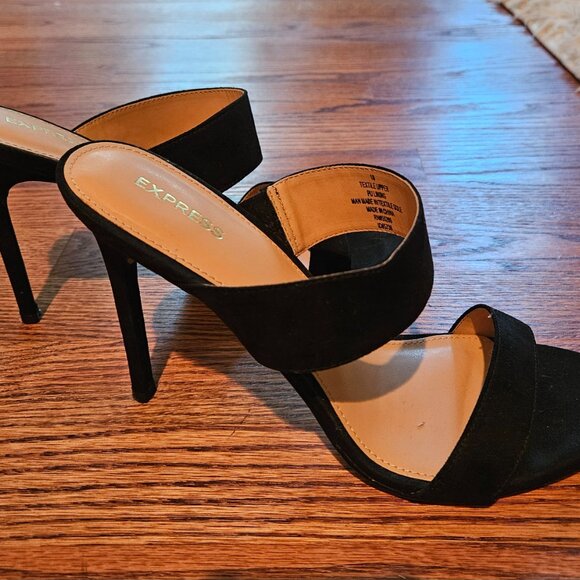 Express black, microsuede, open toe heels - Picture 2 of 3